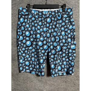 Hreski Shorts Men 30 Crazy Golf Chino Performance Bubbles Geometric Stretch Blue
